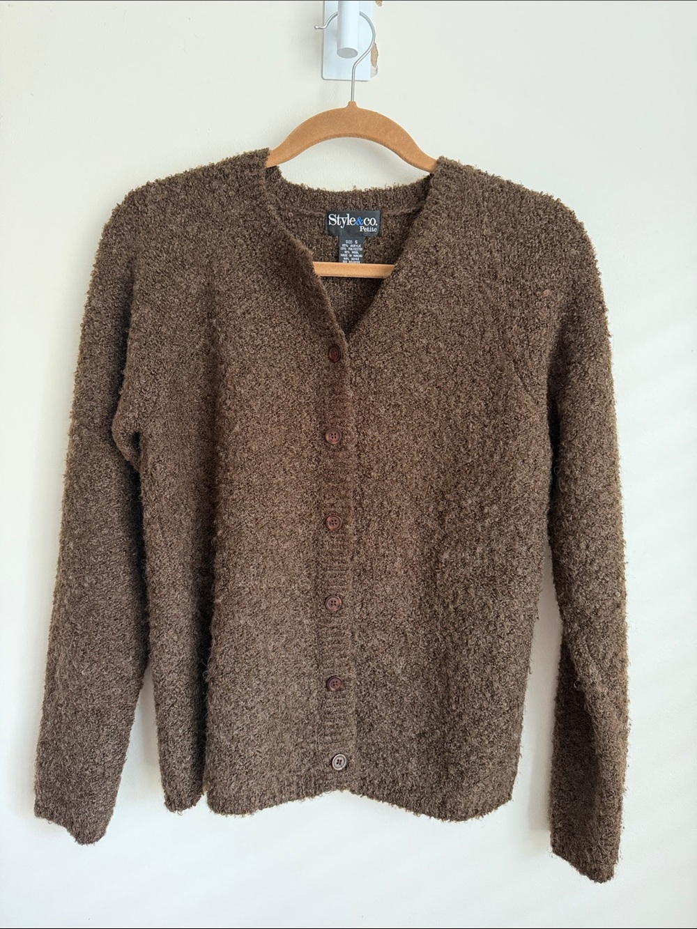 VINTAGE Style & Co. Chocolate Brown Soft Button-Up Cardigan